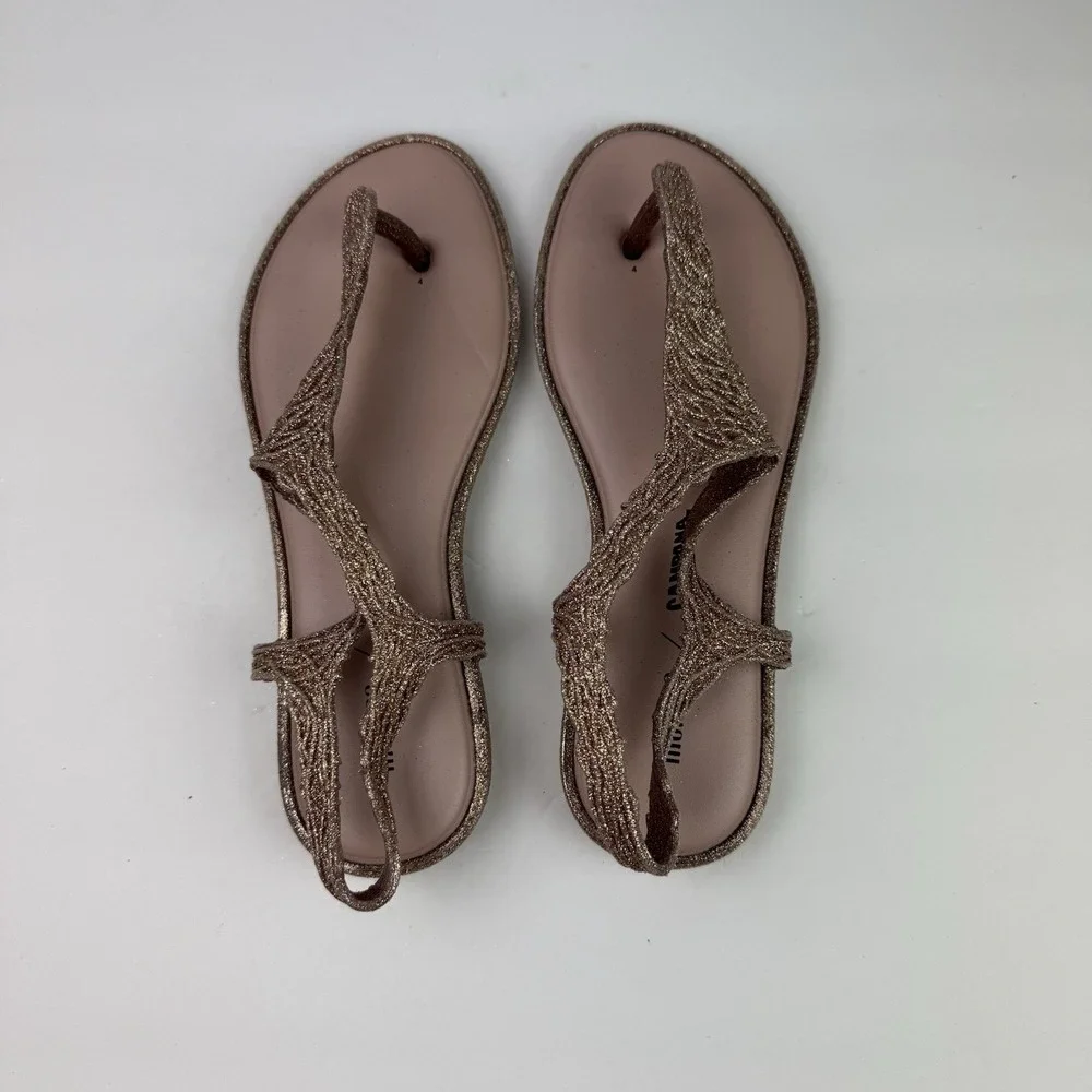Melissa Campana Girls Size 4 Flow Sandal in rose‎ glitter